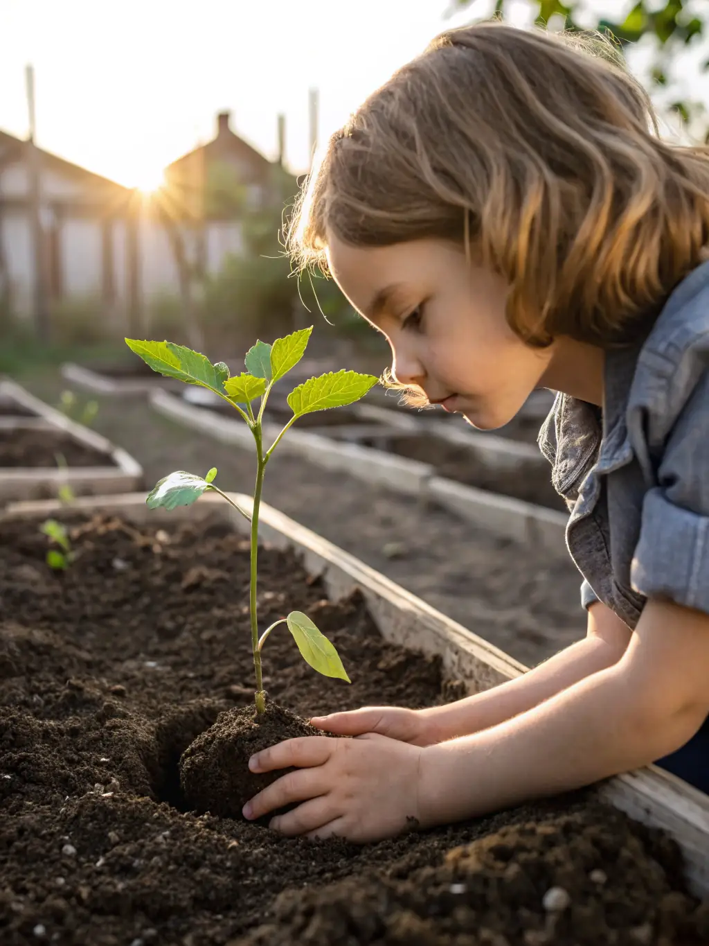 A photograph of children participating in a workshop on environmental conservation at ASSOCIATION CULTURELLE ZOO DE SOYAUX, planting seeds in small pots.